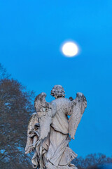 Bernini's Angel, Castel Ponte Sant Angelo, Rome, Italy. Designed by Gian Lorenzo Bernini, famous Italian sculptor in 1600's.