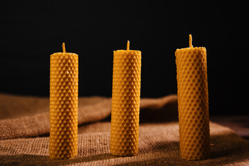 Beeswax candle. A beautiful souvenir made from natural products.