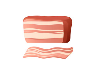 Sliced piece of pork vector illustration on white background