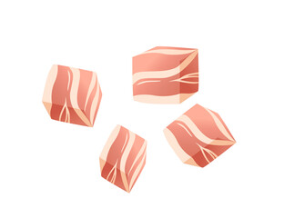 Sliced piece of bacon vector illustration on white background