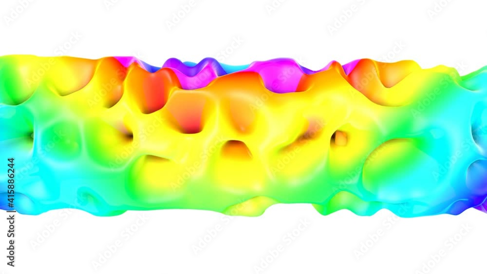 Poster three-dimensional smooth multi-colored deforming figure. abstract animation. 3d render