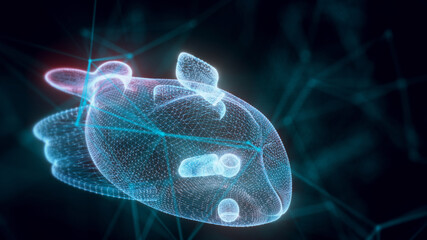 3d rendered illustration of Stylized Fish hologram Close up. High quality 3d illustration