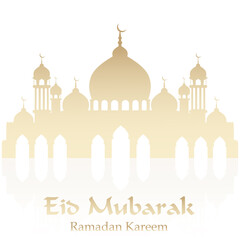 Ramadan greeting card with a mosque. Vector