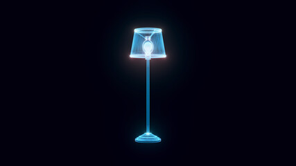 3d rendered illustration of Standing Lamp light hologram. High quality 3d illustration