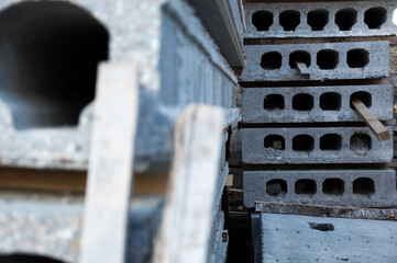 concrete slabs at the factory in stacks