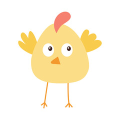 Baby chick cute character vector illustration. Easter card. Isolated on white background.