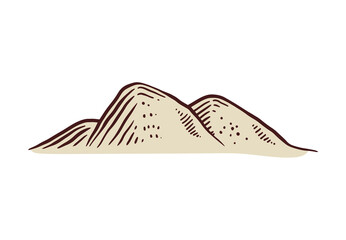 Mountain doodle drawing isolated on white background.