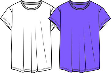 WOMEN'S T SHIRT DESIGN. T shirt flat sketch vector illustration