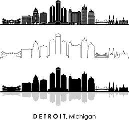 DETROIT Michigan SKYLINE City Silhouette  © SimpLine