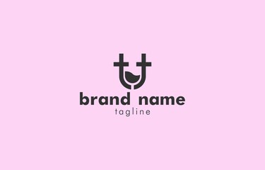 Double Letter T with Glass Negative Space Logo Vector Template