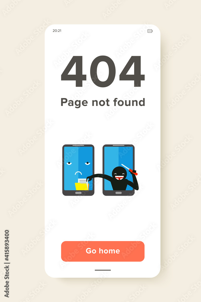 Poster icon of smartphone hacker. thief stealing file from another gadget. stealing document, crime, cyber 