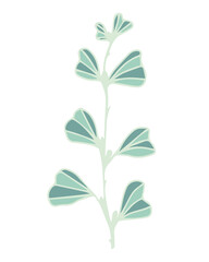 Obraz premium drawing of a spring branch with leaves and berries, buds, stylized vector graphics, ornamental plant branch