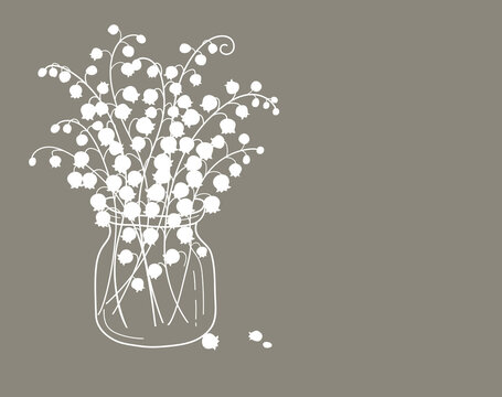white lily of the valley in jar clip art preview