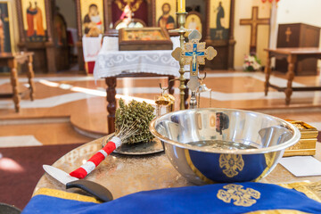 Serbian Orthodox Church, Orthodox christening ceremony prepare, Orthodox Church interior