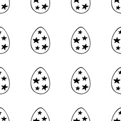 Seamless pattern made from hand drawn Easter eggs illustration. Isolated on white background.