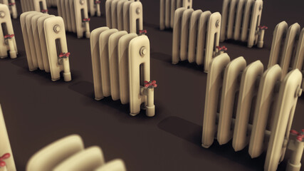 3d rendered illustration of Multiple Radiators isolated in a row. High quality 3d illustration