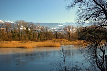 Lovely view over a lake in Oberriet in Switzerland 11.1.2021