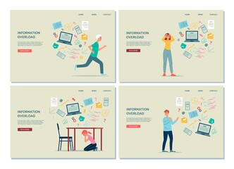 Information stress and overloading concept a vector design for web pages.