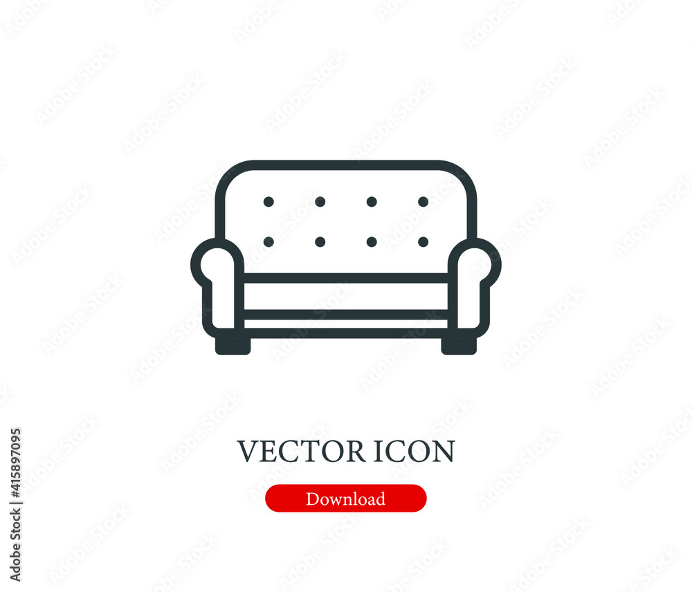 Poster sofa vector icon. editable stroke. linear symbol for use on web design and mobile apps, logo. symbol