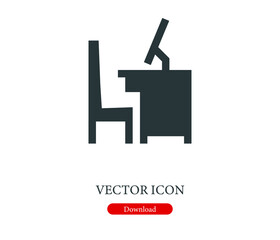 Obraz premium Workspace vector icon. Editable stroke. Linear symbol for use on web design and mobile apps, logo. Symbol illustration. Pixel vector graphics - Vector