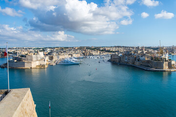 View to The Grand Harbour, also known as the Port of Valletta in Malta