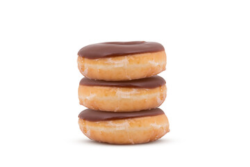 Classic freshly baked Chocolate donut isolated on white background