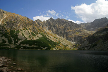 Fototapeta na wymiar Czarny Staw Gasienicowy - Black Lake, mountain glacial lake in Tatra Mountains, Poland