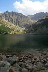 Czarny Staw Gasienicowy - Black Lake, mountain glacial lake in Tatra Mountains, Poland