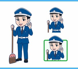 制服を着た警備スタッフのイラスト