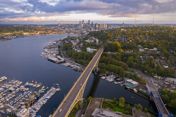 Aurora Bridge above Seattle's Lake Washington