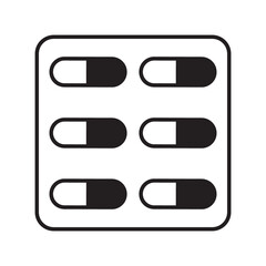 Pills simple medical icon in trendy line style isolated on white background for web apps and mobile concept. Vector Illustration