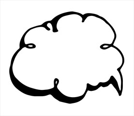 vector isolated element of the speech bubble is empty in the doodle style. hand drawn comic style bubble speech black outline with shadow on white background spiral line for design template with empty