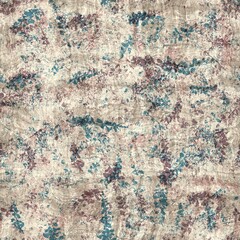 Seamless blue pink cream and navy surface pattern. High quality illustration. Overlaid and multiplied distressed and grungy worn abstract design for print. Detailed artistic repeat tile swatch.