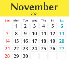 2021 calendar template vector graphics