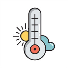 Outdoor thermometer, simple gardening icon in trendy line style isolated on white background for web apps and mobile concept. Vector Illustration