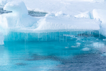 North of Svalbard, the pack ice. The pack ice when it melts creates many icicles. © Danita Delimont