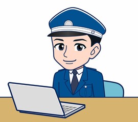 制服を着た警備スタッフのイラスト