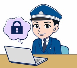 制服を着た警備スタッフのイラスト