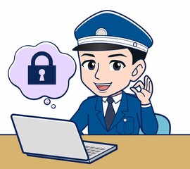 制服を着た警備スタッフのイラスト
