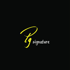 PG initial handwritten calligraphy, for monogram and logo