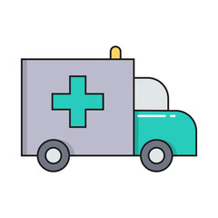 Ambulance car simple medicine icon in trendy line style isolated on white background for web applications and mobile concepts. Vector illustration