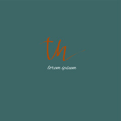 TH initial handwritten calligraphy, for monogram and logo