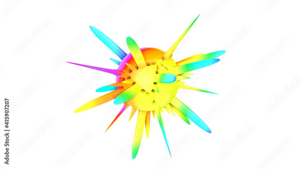 Poster three-dimensional smooth multi-colored deforming figure. abstract animation. 3d render