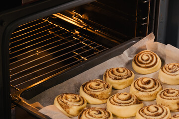 Cooking handmade cinnamon buns 