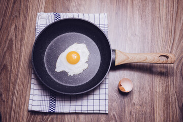 fried egg on a frying pan