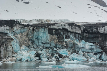 Norway. Svalbard. Spitsbergen. Hornsund. Brepollen. Medial moraine in a glacier.