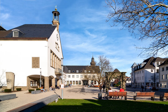 The town hall (Rathaus) in Attendorn on a sunny day in Spring. Sauerland, Germany