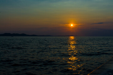 Sunset at the beach of Zadar city in Croatia