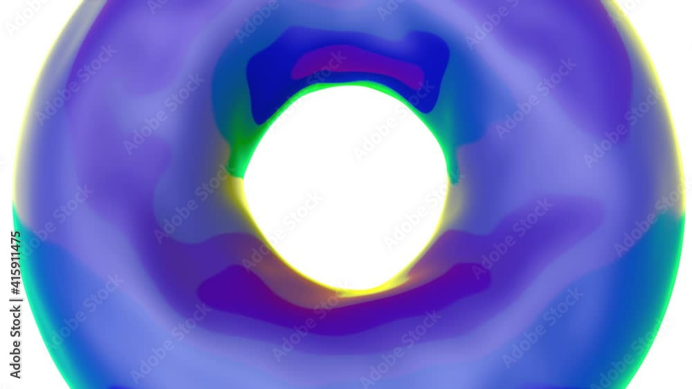 Poster blue smooth three-dimensional ring on a white background. abstract animation. 3d render