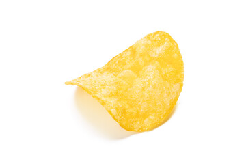 potato chip isolated on white background. beacon chips slice cut out. studio shot